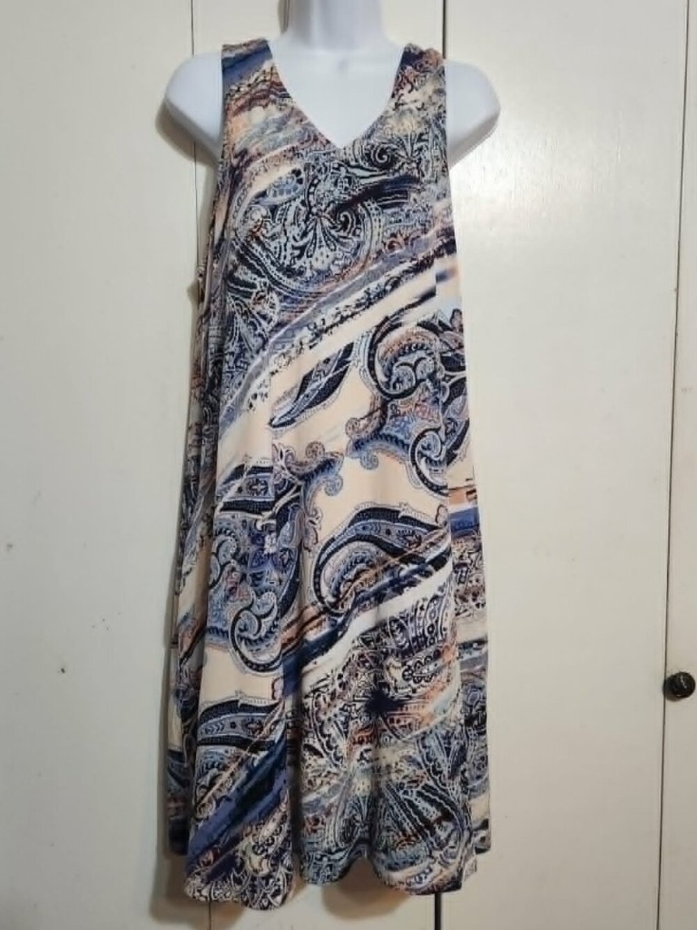 Cato EST. 1946 XL Dress Multicolor Paisley Coastal Boho Shift Sleeveless Pockets